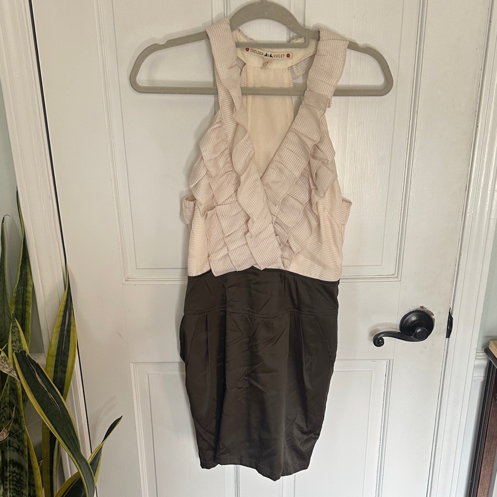 Chelsea & Violet Cream and Brown Dress